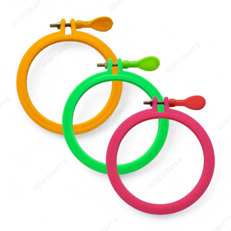 ADW CRAFT'S Multi-Color Plastic Embroidery Hoops Set - Combo Pack of 3 | Available Sizes 4, 5, 6 Inch | Perfect for Embroidery, Cross-Stitch, Crafting, and DIY Projects-image-20