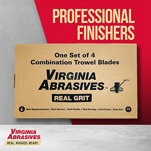 Virginia Abrasives 423-CB0814 - Trowel Blades 8\" x 14\" Professional Power Trowel Blades for Concrete/Masonry Refinishing, Fits 34\"-36\" Machines | Stainless Steel Combination Trowel Blades