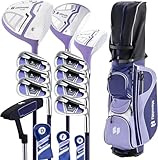 GYMAX ゴルフクラブセット レディース ゴルフセット クラブセット クラブ11本 右利き用 軽量設計 低重心 高弾道 寛容性向上 カバー付き キャディバック付き ゴルフ用品 プレゼント Purple