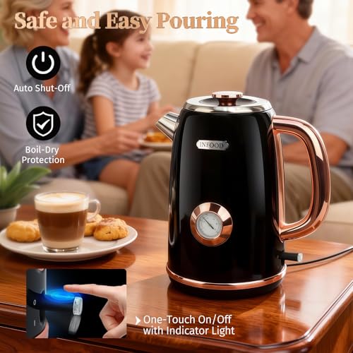 Pava eléctrica retro 1.7 L con termómetro INFOOD miniatura 3
