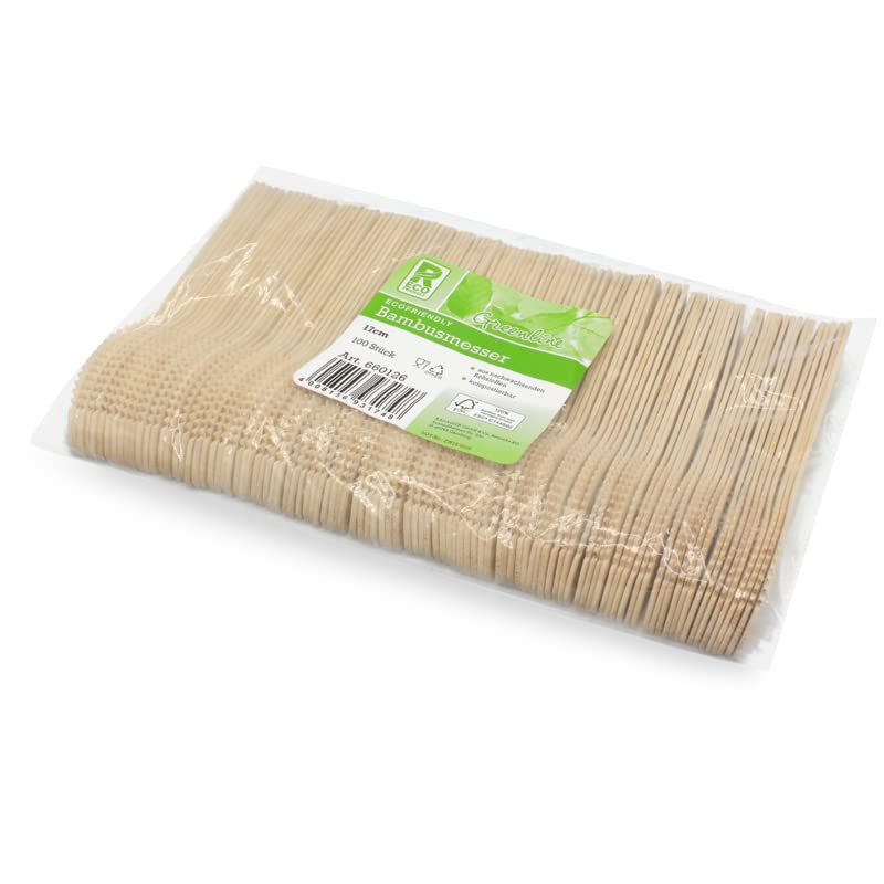 Pro DP 100 Bio Messer Einwegmesser Holzmesser aus Bambus 17cm Premium Qualität extra stark
