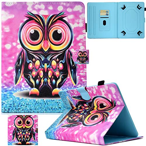 Universal Case for 9.5"-10.5" Tablet, Artyond PU Leather Cover Slim Fit Folio Cards Slots Case for All Fire HD 10, iPad 9.7 and More 9.6" 9.7" 10.1" 10.5" Android iOS Tablet (Color Owl)