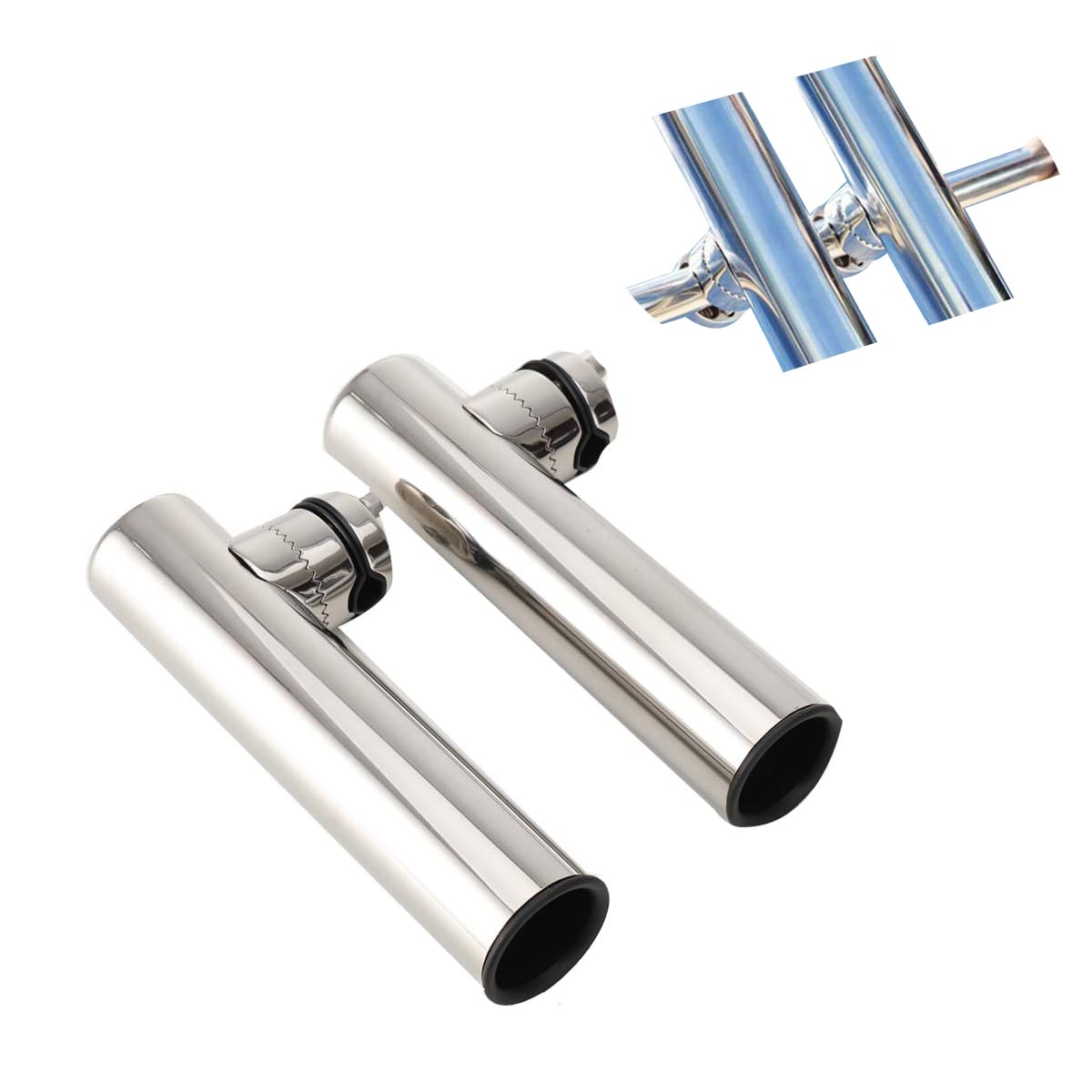 Angelrutenhalter Edelstahl 2 STK einstellbar für Boote & Yachten | Polierter Edelstahl, verstellbar, 2 Stück. Ideal für Boote, Yachten und Fischerboote. Robust und langlebig.