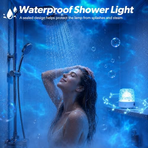 Waterproof Shower Light with Bluetooth Speaker, Rechargeable Bathroom Lamp Alternate view