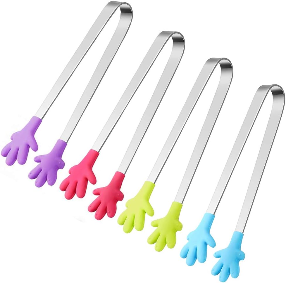 Shindel Silicone Mini Tongs, 4PCS Kids Tongs Cooking Tongs, Kitchen Gadgets: Home & Kitchen