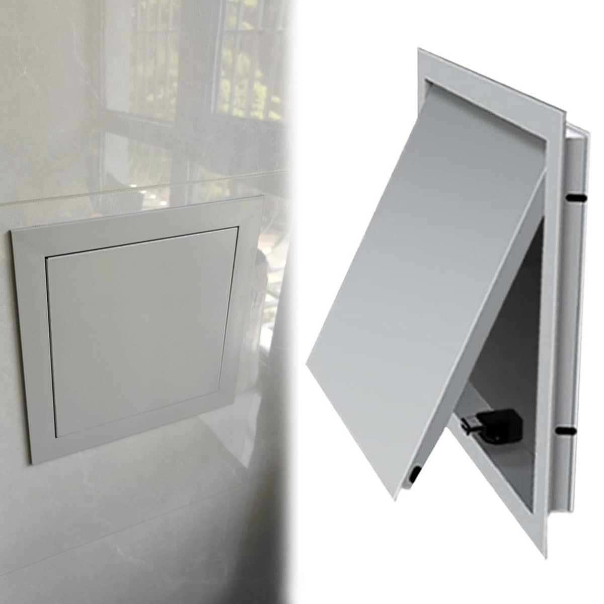 Whfspff One Color Fire Rated Commercial Security Access Panel, Wall Drywall Small Access Doors With Magnetic Attachment Design, 6X6 8X8 10X10 12X12 Waterproof Metal Port Gray(350X350mm(14X14in))