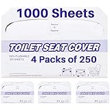 Disposable Toilet Seat Covers, Flushable - Premium Half-Fold Toilet Seat Cover Packs (4 x 250) 1000 Sheets of Toilet Seat Covers for Bathroom by EnBath