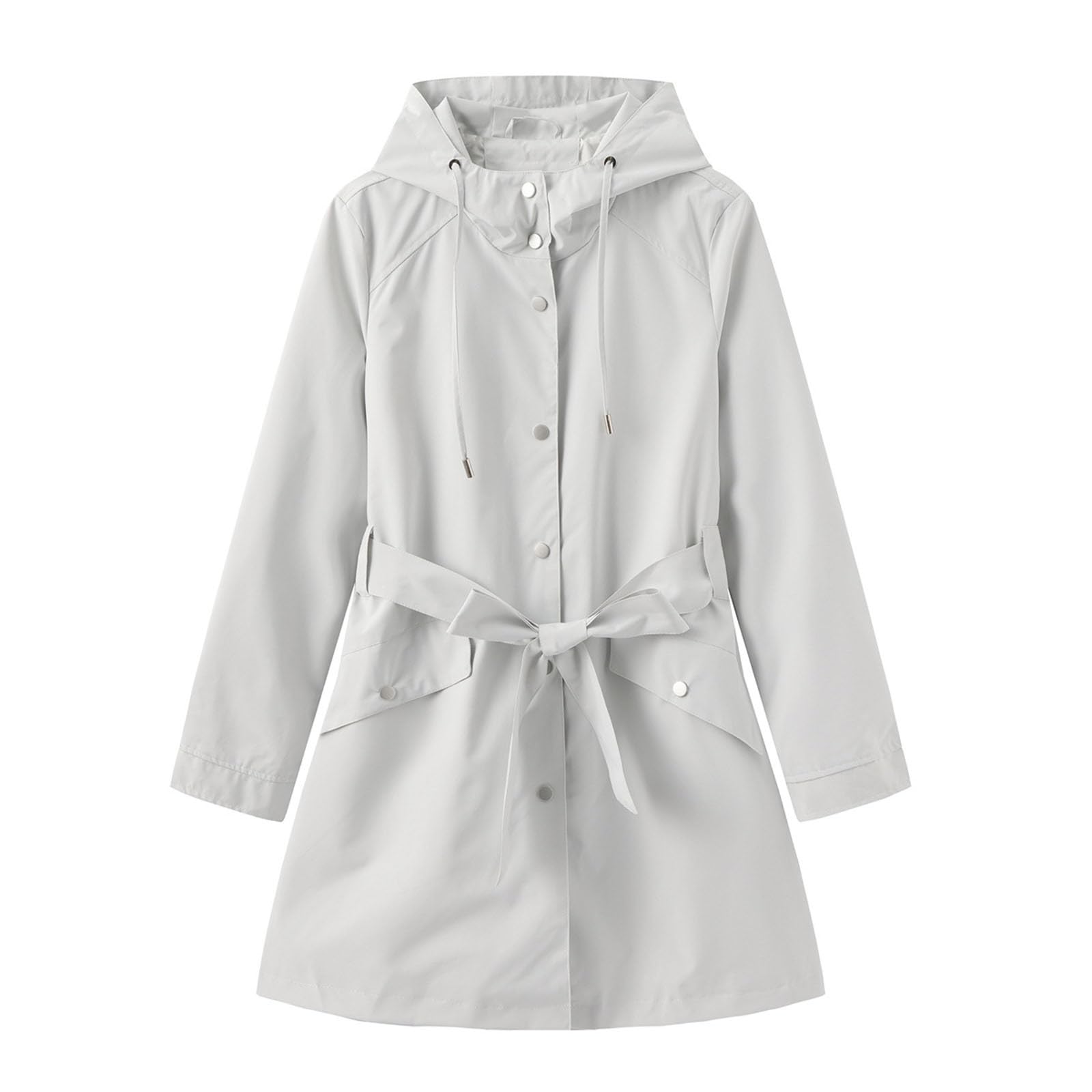 Veste Imperméable Femme Coupe-Vent avec Capuche et Ceinture Randonnée