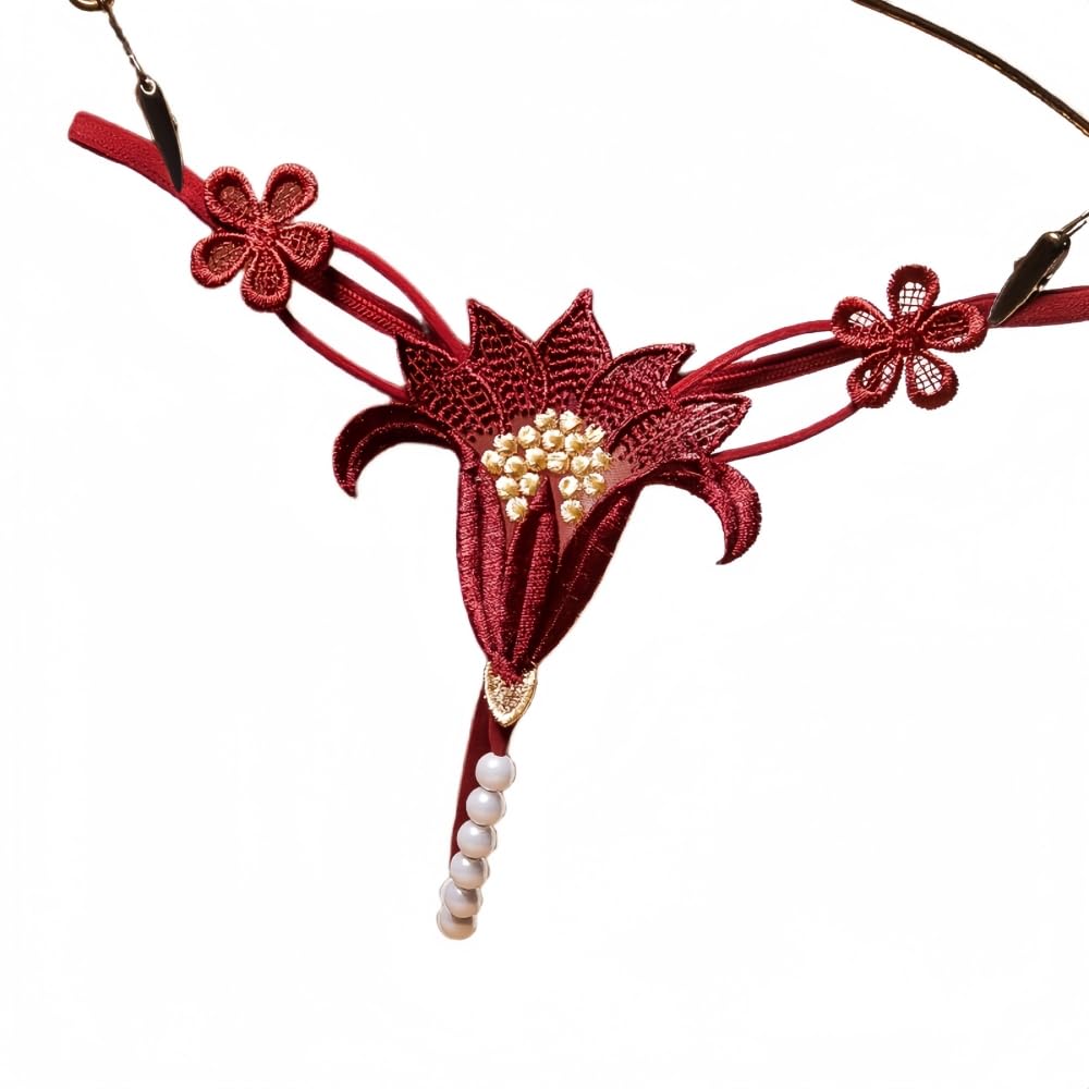 [GOODLAND] 女性 ショーツ エロ下着 パンティー ショーツ 花柄 真珠のパンティー セクシーなランジェリー ランジェリー セクシー ベビードール 中穴空い エレガント 誘惑 過激 穴あき パール 美尻 ひもパンツＴバック ランジェリー