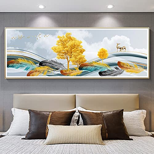Kit Peinture au Diamant Plumes colorées pour décorer votre salon | Mosaïque 5D adulte 70x120cm