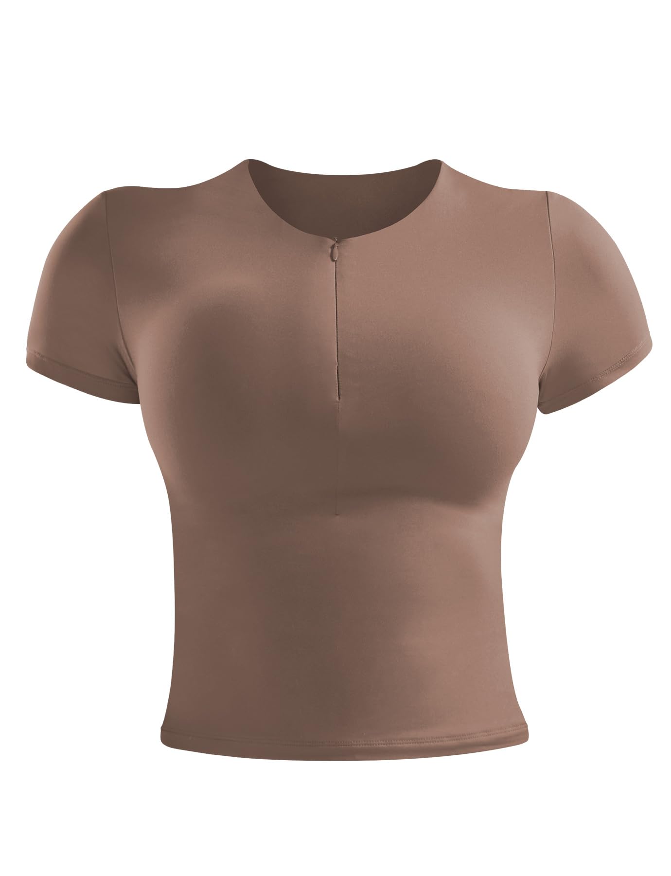 ZAAYO Sport T Shirt Damen Basic Sportshirt Double Lined Y2K Summer Crop Top Gym Top Leichtes Atmungsaktives Sport Tops mit Rundhalsausschnitt Gym Oberteil Yoga Tops