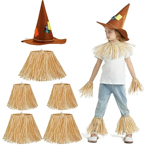 Spooktacular Creations Juego de disfraz de espantapájaros de Halloween incluye sombrero de espantapájaros y falda de espantapájaros para niños, mujeres, hombres, accesorios de fiesta de Halloween,