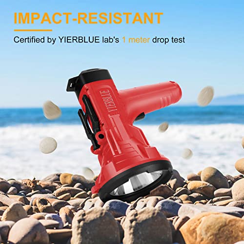 Yierblue Rechargeable Spotlight Flashlight 180000 High Lumen, Ip66 Waterproof Spot Lights Outdoor Handheld, 20 Hours Long Lasting Led Large Flashlight With Foldable Stand And Detachable Red Filter #TOP3