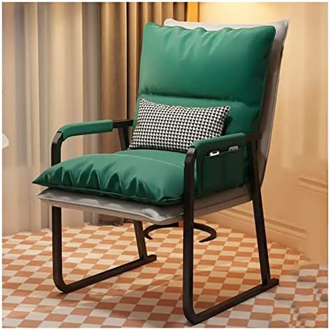 Ergonomic Armchair with Lumbar Support - Comfortable Wheel-Less Desk Chair with Thick Cushion for Office, School, Waiting Room, Church & Guest Reception