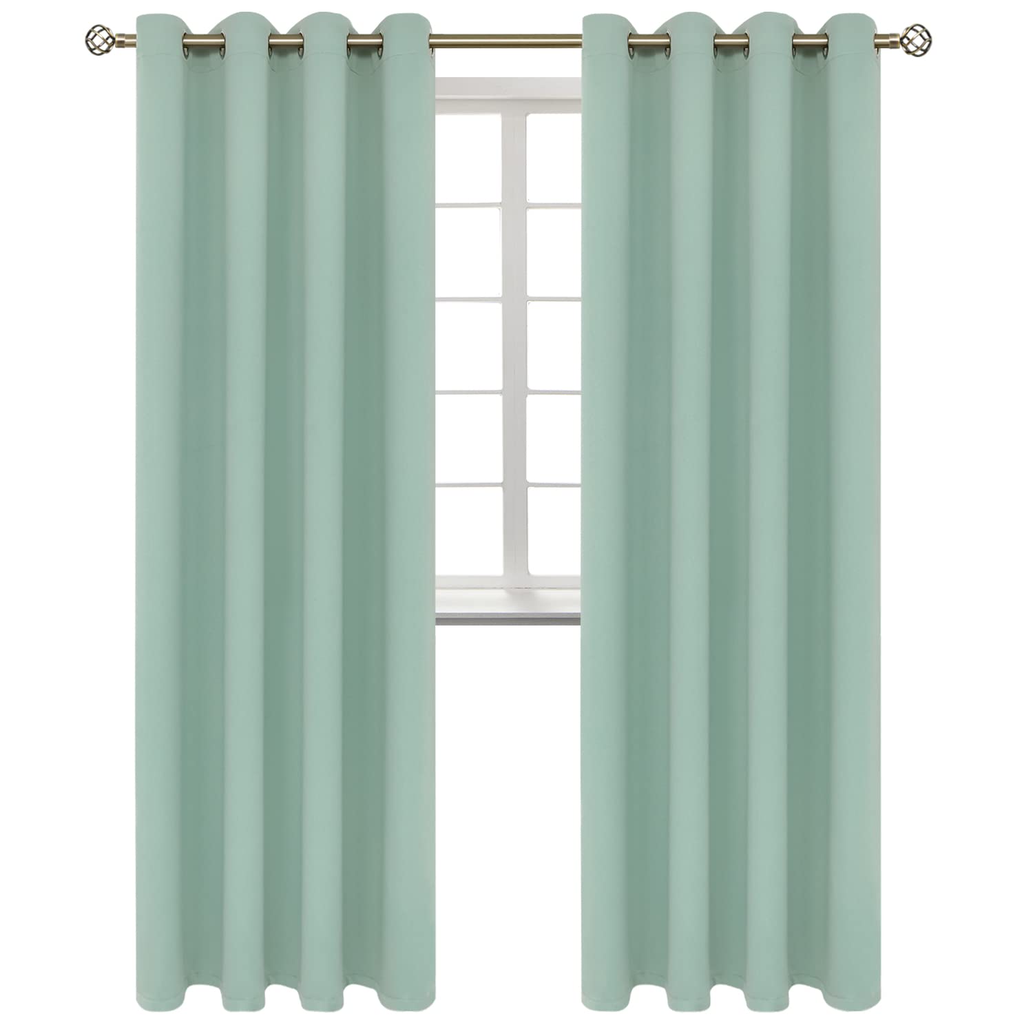 BGment Frosty Green Room Darkening Curtains 95 Inch Long - 2 Panels