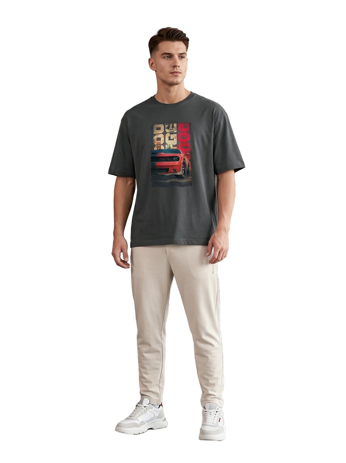 bullmer Men Co-Ord Set Casual & Travel | Relaxed Fit Crew Neck T-Shirt & Regular Fit Track Pants, Graphic Print | Cotton Blend Knit, Elasticated Waist Casual Wear-picture-0