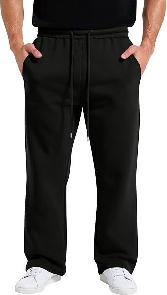 Baggy Sweatpants Men Drawstring Waist Wide Leg Lounge Pants Open Bottom Joggers Baggy Athletic Workout Track Pants
