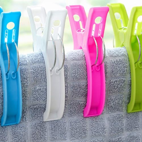 Minyaluck Strandtuchklammern Set – 12 Stück, 3 Farben, Aus PP Mit Silikoneinlage, Winddicht, Für Stühle & Handtücher