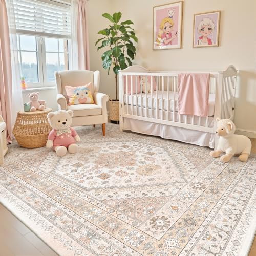 zesthome Pink Nursery Rugs for Girls Room-5x7 Area Rugs for Living Room