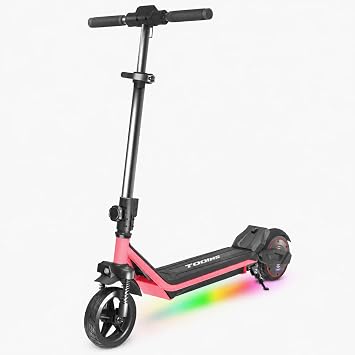 S1 Electric Scooter for Kids Ages 612, Foldable E Scooter with Adjustable Height, Rainbow LED Lights, UL2272 Certified Safety, Dual Suspension, Kick Start, 6.5 Solid Tires