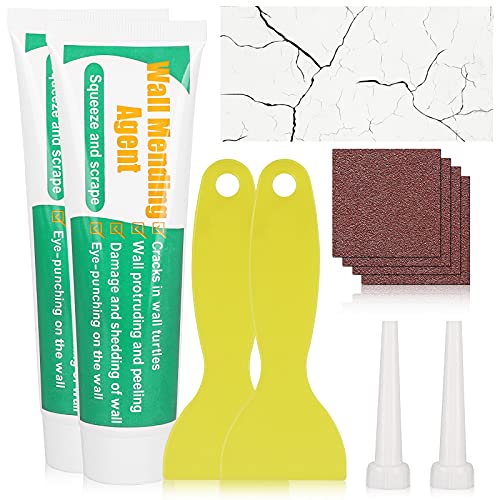 Wall Mending Agent, WISREMT 2x100g Drywall Patch Repair Kit with Scraper, Quick & Easy Solution to Fill The Holes and Crack, Effective Self-Adhesive Drywall Putty for Wall, Wood & Plaster (2 Packs)