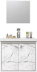 Gabinete com Cuba Suspenso 100% MDF Branco Marmorizado Lilies Móveis