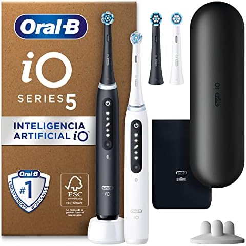 Oral-B iO 5N Pack de 2 Cepillos de Dientes Eléctricos con Mango R...