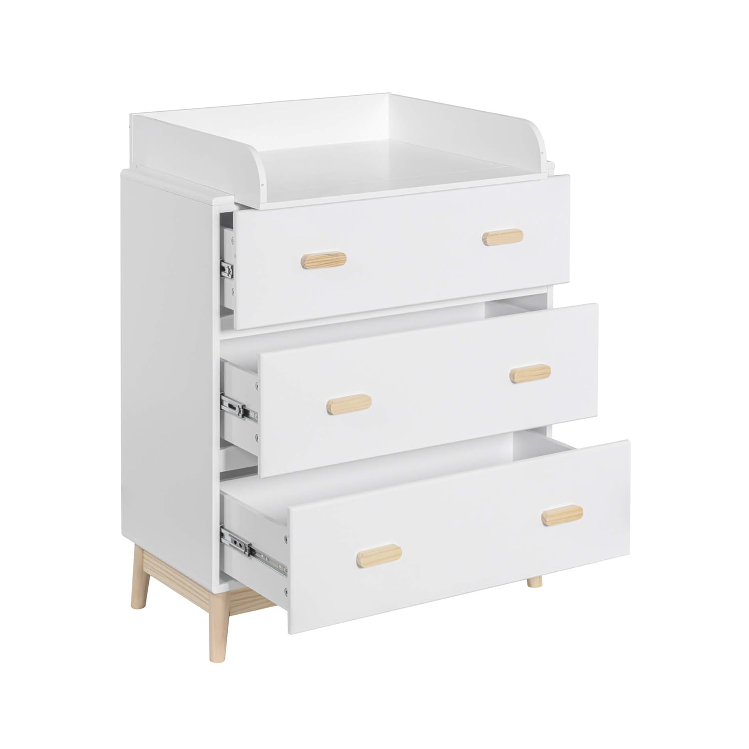 Rebecca Mobili Fasciatoio con Cassetti 3 Cassetti Bianco Marrone MDF Pino 100x80x42 cm