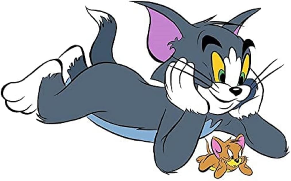 Big Tom and Jerry Cartoon Wall Sticker for Kids Room, Living Room, (Multicolor, Size -47Cm X 60Cm)