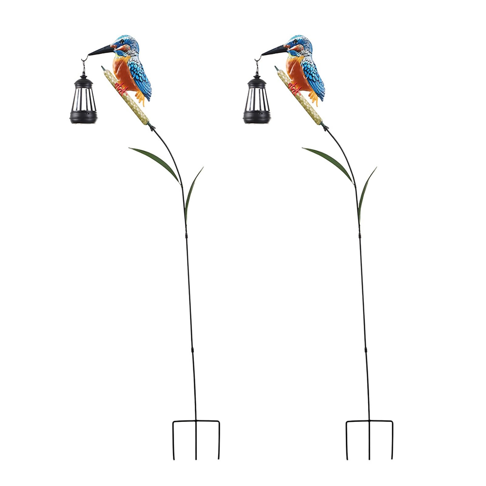 ZhzeYun Solar Garden Outdoor Statues Kingfisher Light – Solar-Powered Kingfisher Lantern with Stake, Garden Ornament for Yard Patio Walkway Courtyard, Outdoor Landscaping Decor A 2pcs