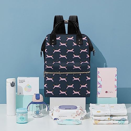 Pink-Cute-Boho-Little-Unicorns-Diaper-Bag-Portable-Backpack-Mommy-Bag-Travel-Shoulder-Daypack-for-Outdoor-Working-Beach