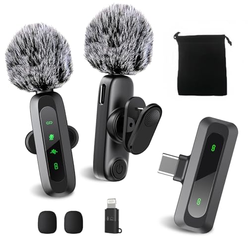 XBT 2 Pack Wireless Lavalier Microphone for iPhone,iPad,Android - Clip on Lapel Mic with Noise...
