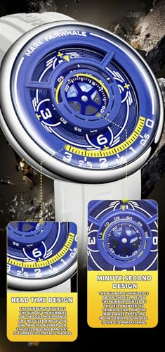 Image of Mark Fairwhale Men's Luxury Analog Wrist Watch | Unique Earth & Sun Dial Design | Stainless Steel Case - Stylish Casual Watch for Men