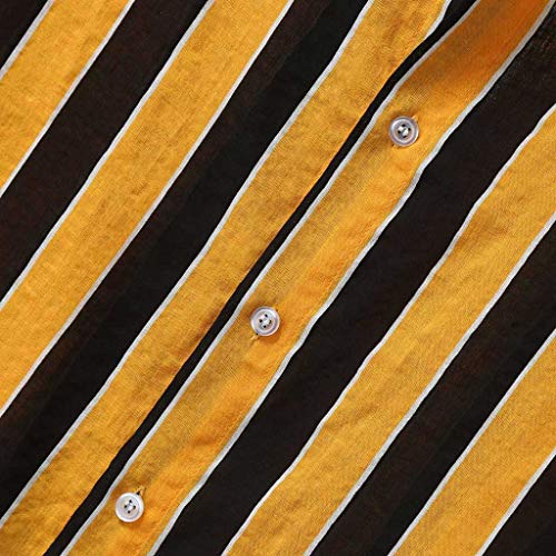 Chemise hawaïenne ample contre la chaleur vêtement d'été boutonné léger XXL jaune - 6