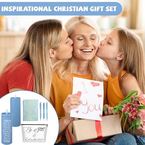 Image of 6 PCS Christian Gift for Women Includes 16 Oz Tumbler Be Still and Know Makeup Bag Bible Religious Notebook and Pens, Christmas Pastor Appreciation Gifts for Sunday School Church Welcome