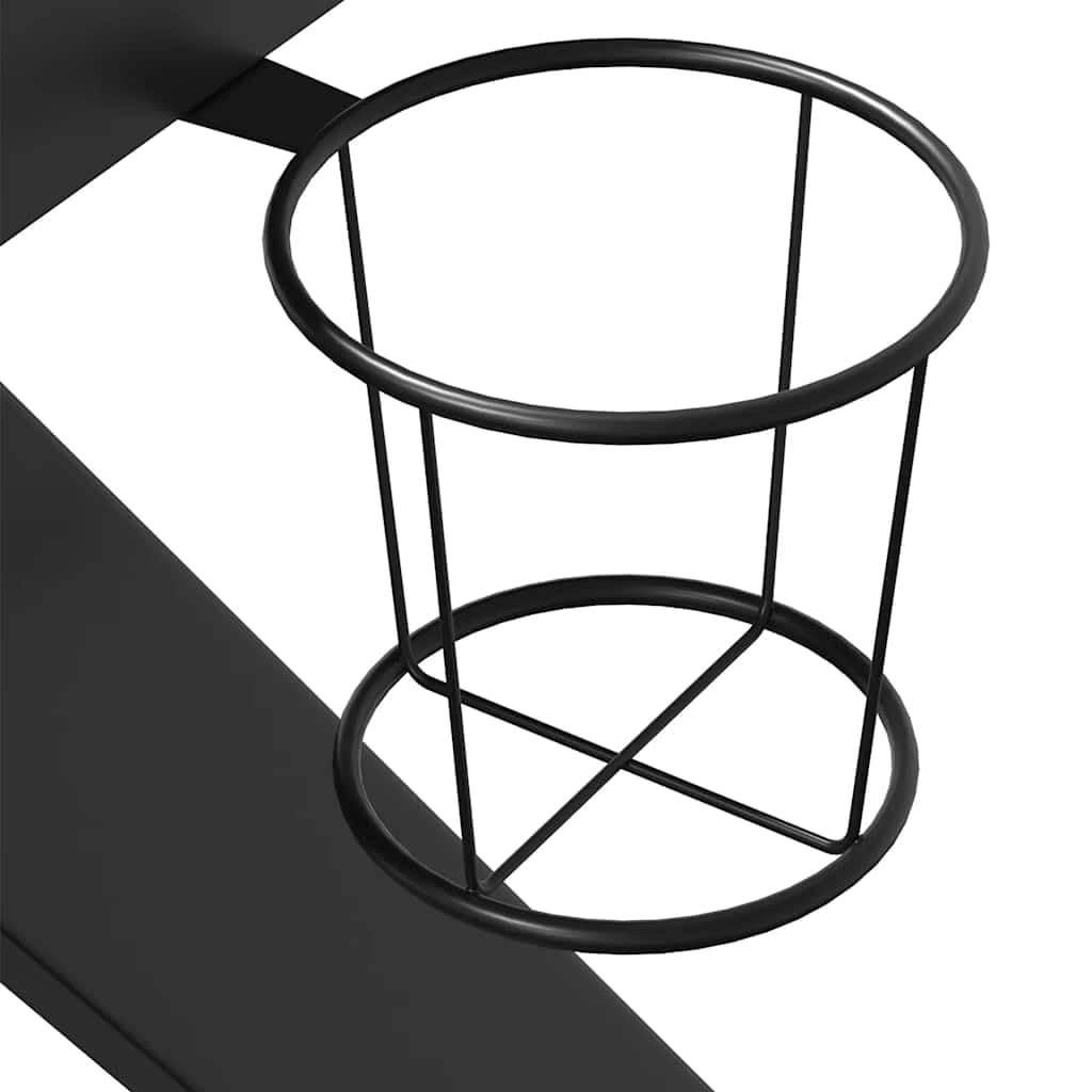 Scrivania da gioco con rack K nero, 90 x 60 x 75 cm, robusto tavolo da gioco ergonomico con supporto per bicchieri, materiale in legno e ferro