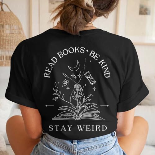 Book Shirts for Women Read Books Be Kind Stay Weird Tshirt Book Lovers Bookish Gifts Reading Shirt Bookworm Tee Tops3