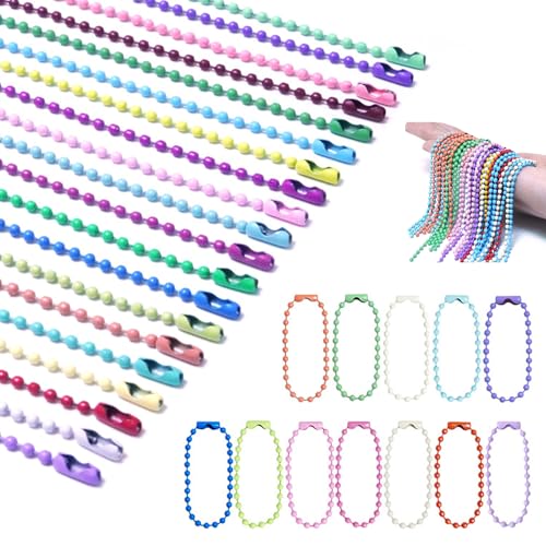 Ryaupy 100 Pezzi di Catene a Sfere in Metallo Colorate da 10 cm con Chiusura per Portachiavi e creazione di Gioielli, Catene con Perline per progetti Artigianali, Ornamenti Decorativi (Colori Misti)