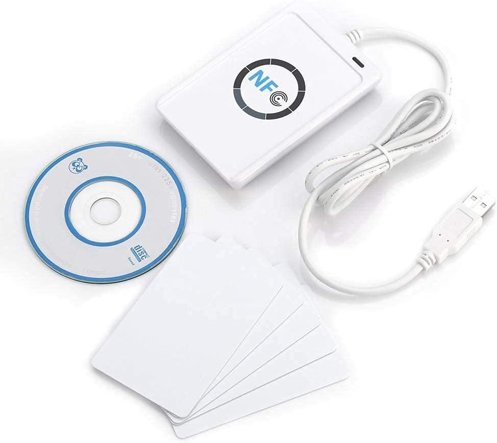 Ejoyous Lettore RFID NFC ACR122U - Scrittore Di Smart Card Contactless USB - Supporta ISO 14443 A/B E FeliCa - Con 5 Tag IC