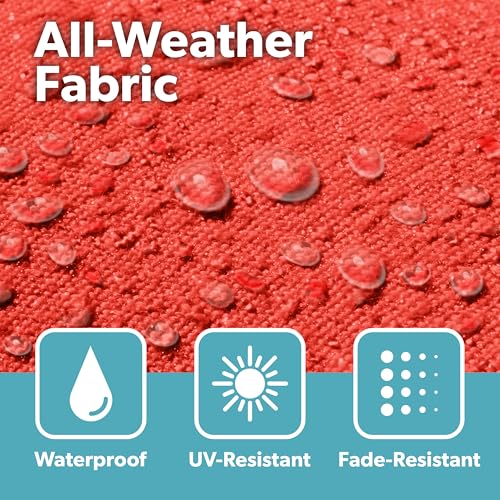 Image of Coast Modern Red Outdoor Lounge Chair Pillow with Strap - Waterproof Headrest Pillow for Pool Lounger & Patio Chaise Cushion