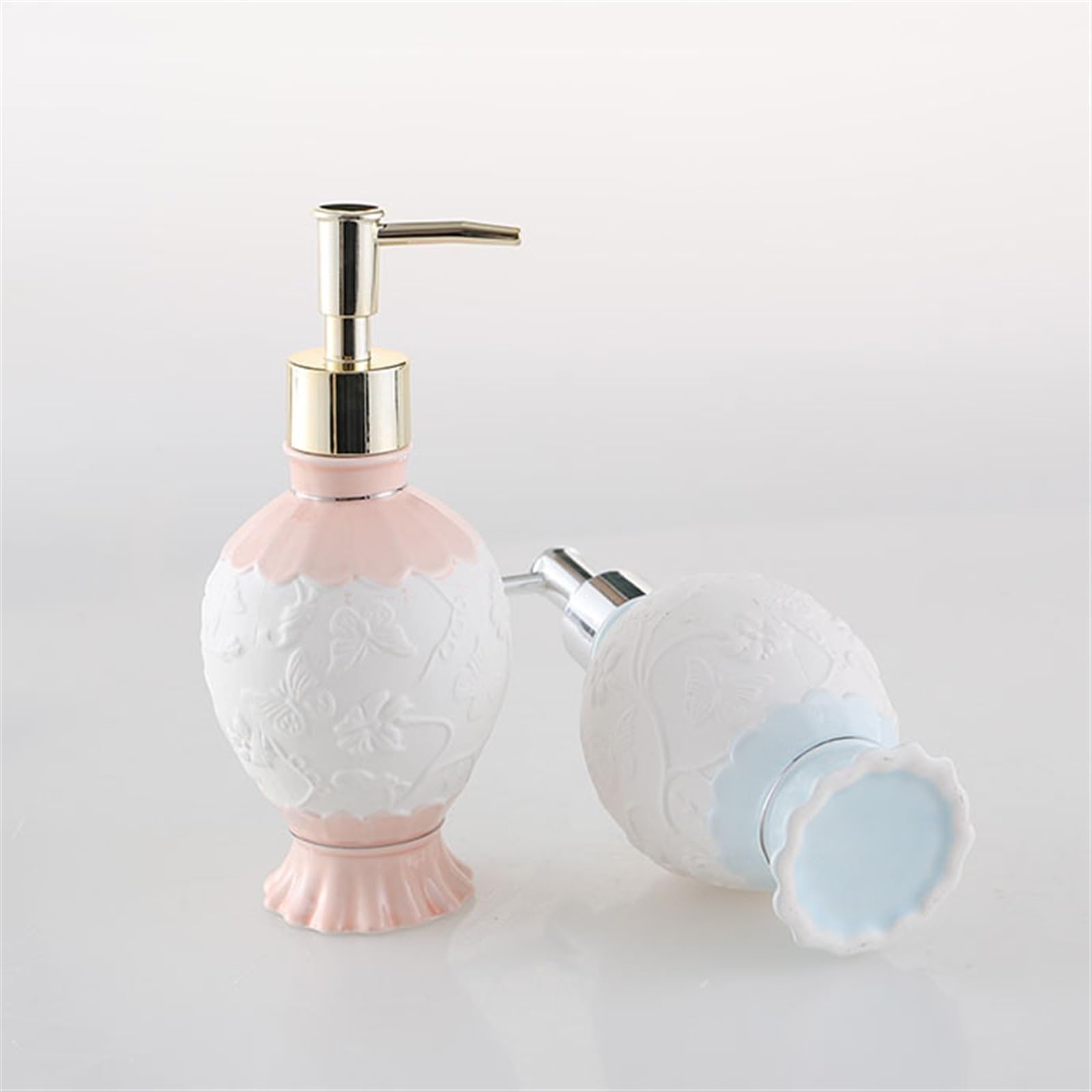 Dispenser di sapone Dispenser di sapone da bagno per lozione shampoo piatto sapone pompa di sapone in ceramica bottiglia di sapone rosa per cucina bagno dispenser pompa a mano