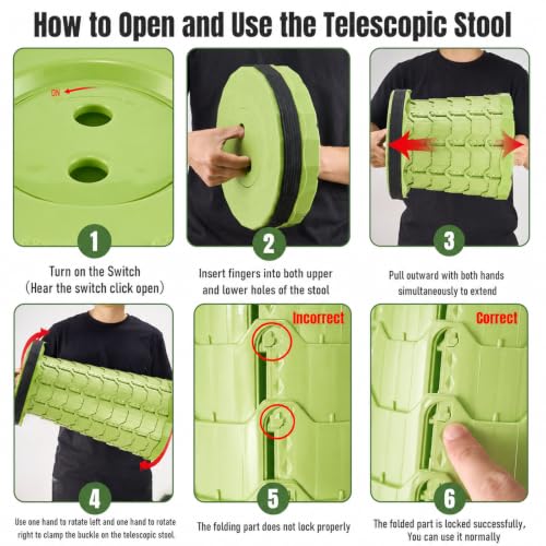 Image of Doseno Portable Stool for Adults, Collapsible Stool, Portable Seat,