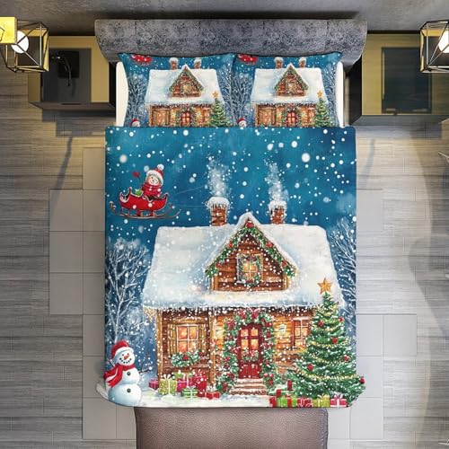 Ropa de cama de Papá Noel con funda nórdica infantil suave de microfibra 7