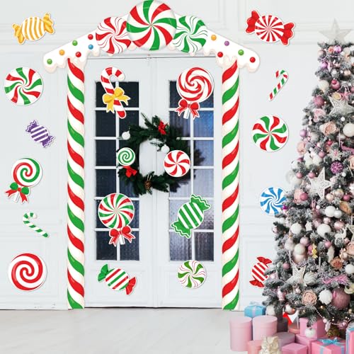 Image of Funrous Door Banner Party Decor Porch Banner Door Sign Set Photo Booth Props Backdrops for Birthday Baby Shower Outdoor Indoor House Porch Decorations(Red,Christmas)