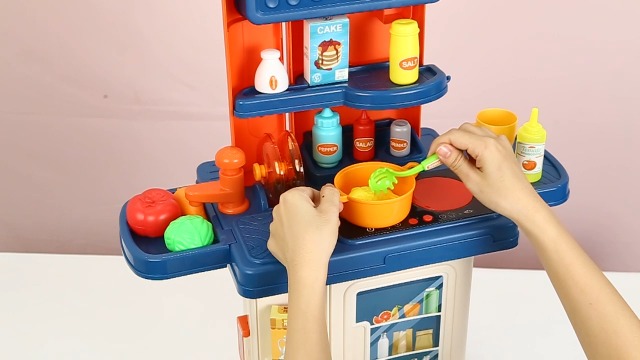 Kinderküche, 4 in 1 Trolley Koffer Spielküche inkl. Kochfeld mit Sound und Licht, Wasserhahn mit Wasser-Pump-Funktion… – Bild 8