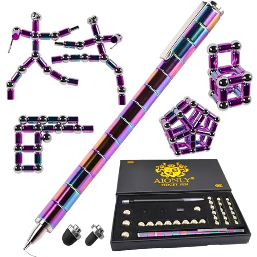 Aionly Fidget Magnetic Pen, Decompression Ballpoint Magnet Pen Fidget Toys For Ages 8-13, Christmas Stocking Filler Gift For Teenage Boys Girls 8 9 10