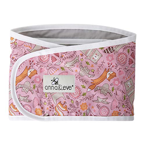 Anna & Eve - Baby Swaddle Strap, Adjustable Arms Only Wrap for Safe Sleeping - Large Size Fits Chest 16 to 20.5, Woodland Pink