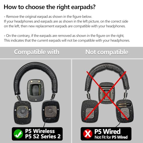 P5 S2 Ear Pads - Almohadillas de Repuesto TRANSTEK compatibles con P5 Wireless / P5 Series 2 / P5 S2 Series 2 Auriculares (Malla de Gel Refrigerante) miniatura 4