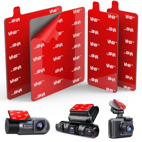 4Pcs Adhesive Sticky Pads for Dash Cam, Square High Heat Resistant Double-Sided Sticker Replacement Fit for Windshield Dashcam Mount, 2.83' Car Windscreen Window Glass Mounting Tape Heavy Duty