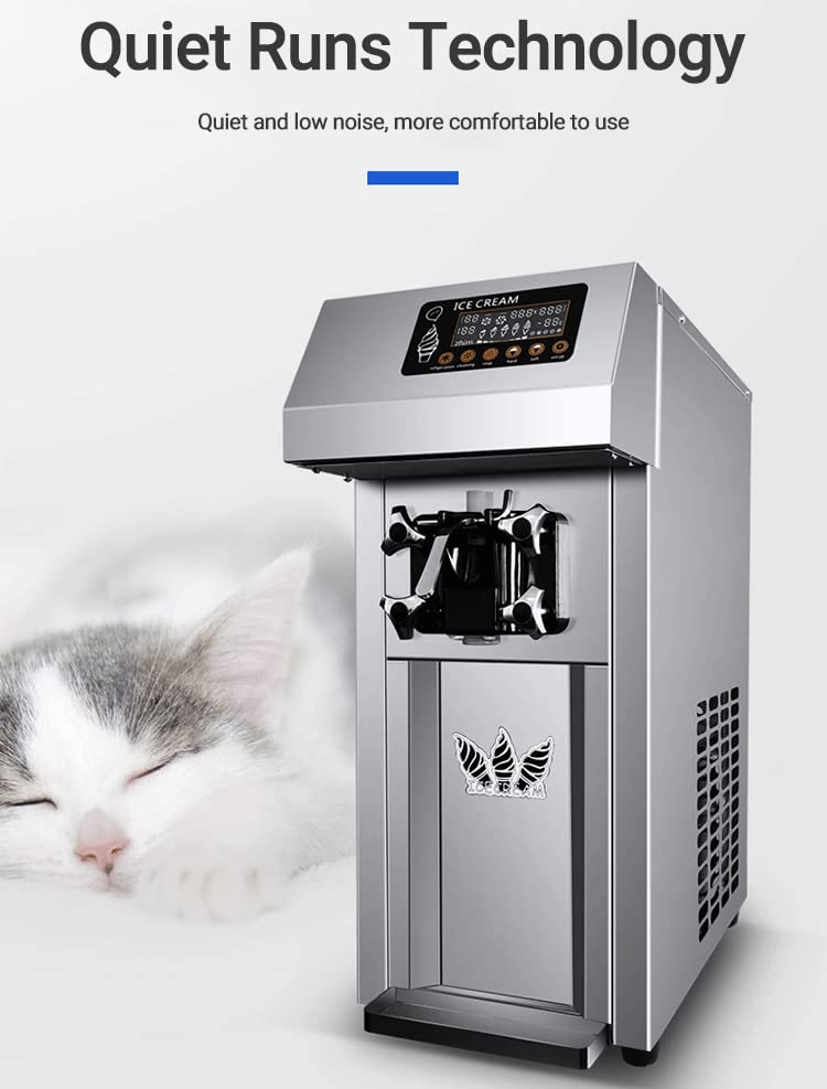 SONLED Kommerzielle Eismaschine, 1200 W elektrische Softeismaschine, 16-18 l/h Edelstahl-Desktop-Eismaschine, 3 Geschmacksrichtungen süße Kegel-Eismaschine für Restaurants – Bild 5